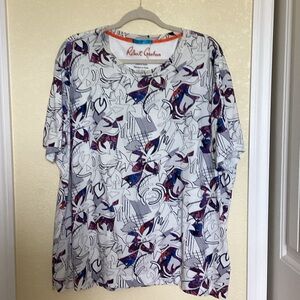 Robert Graham Women's Short Sleeve Top - White and Blue Pattern